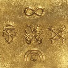 Pochette doree de l'album eponyme de Weezer, surnomme le Gold Album