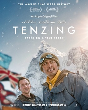 Affiche du film Tenzing, avec Tenzing Norgay et Edmund Hillary sur les pentes de l'Everest