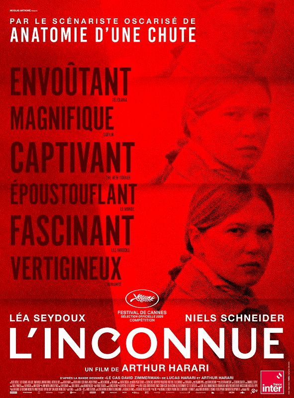 Affiche officielle de L'Inconnue d'Arthur Harari, avec Léa Seydoux et Niels Schneider