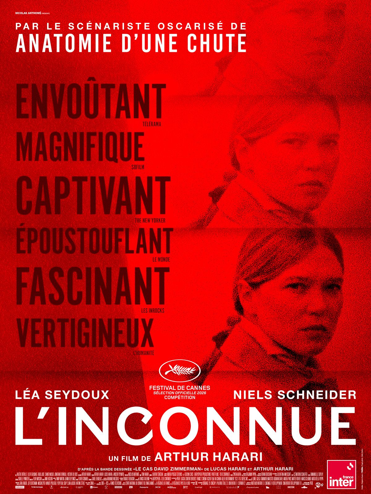 Affiche officielle du film L'Inconnue d'Arthur Harari, avec Léa Seydoux et Niels Schneider