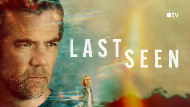 Affiche officielle de la série Last Seen sur Apple TV, visage de Patrick Brammall et titre