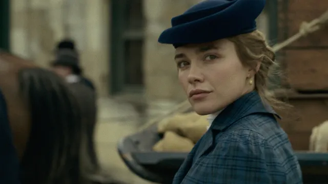 Florence Pugh en Cathy Ames, costume d'époque, dans la série Netflix A l'est d'Eden