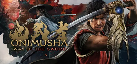 Key art officiel d'Onimusha: Way of the Sword, un samouraï brandissant son katana avec le gantelet oni