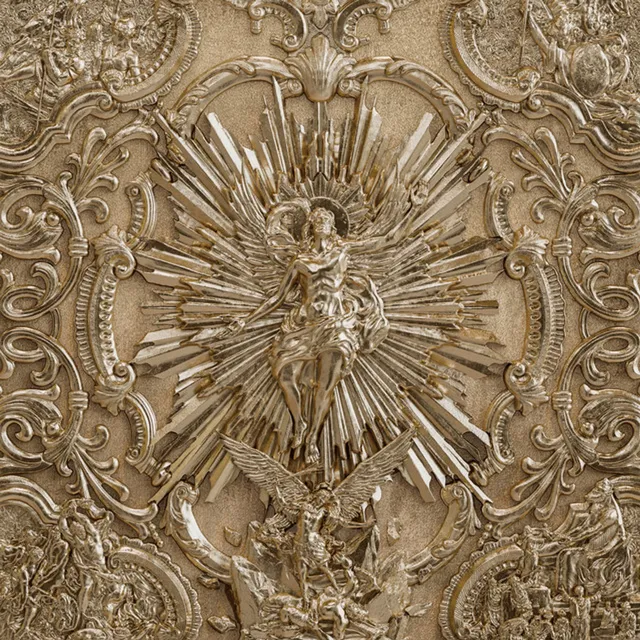 Pochette de l'album Be Not Afraid de Polyphia, bas-relief dore de style baroque