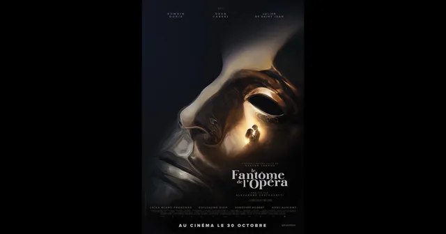 Affiche officielle du film Le Fantôme de l'Opéra d'Alexandre Castagnetti (2026), masque doré du Fantôme