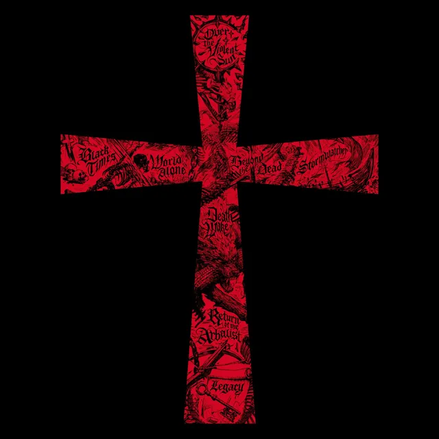 Pochette de l'album From the Dark de Tony Iommi, croix rouge sur fond noir ornée des titres des morceaux