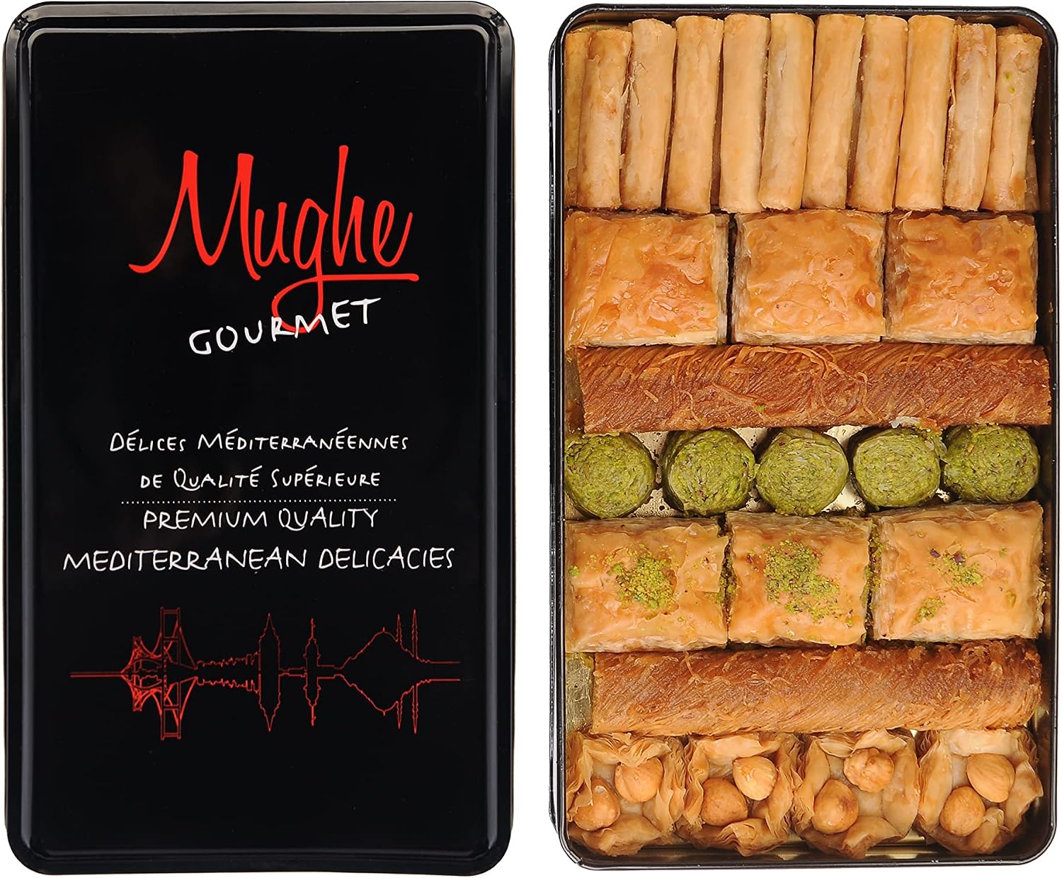 Mughe Gourmet Baklava Turc 600g, coffret pistache-cajou
